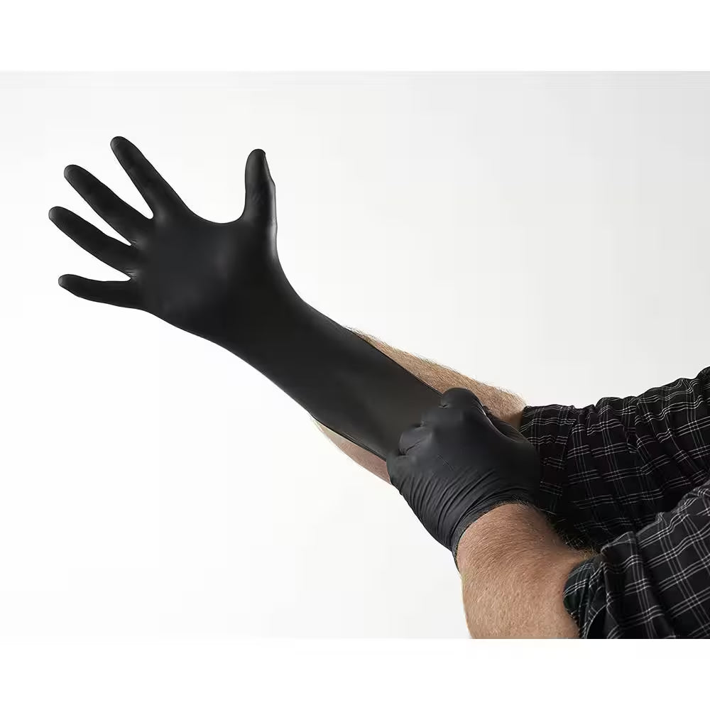 Heavy Duty Black Nitrile Gloves, One Size Fits Most (100 per Box)
