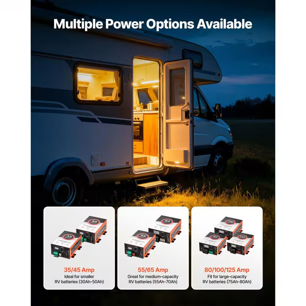 RV Power Converter, 55 Amp, 110V AC to 12V DC RV Converter Battery Charger, Multi Stage Smart Charging, for Camper