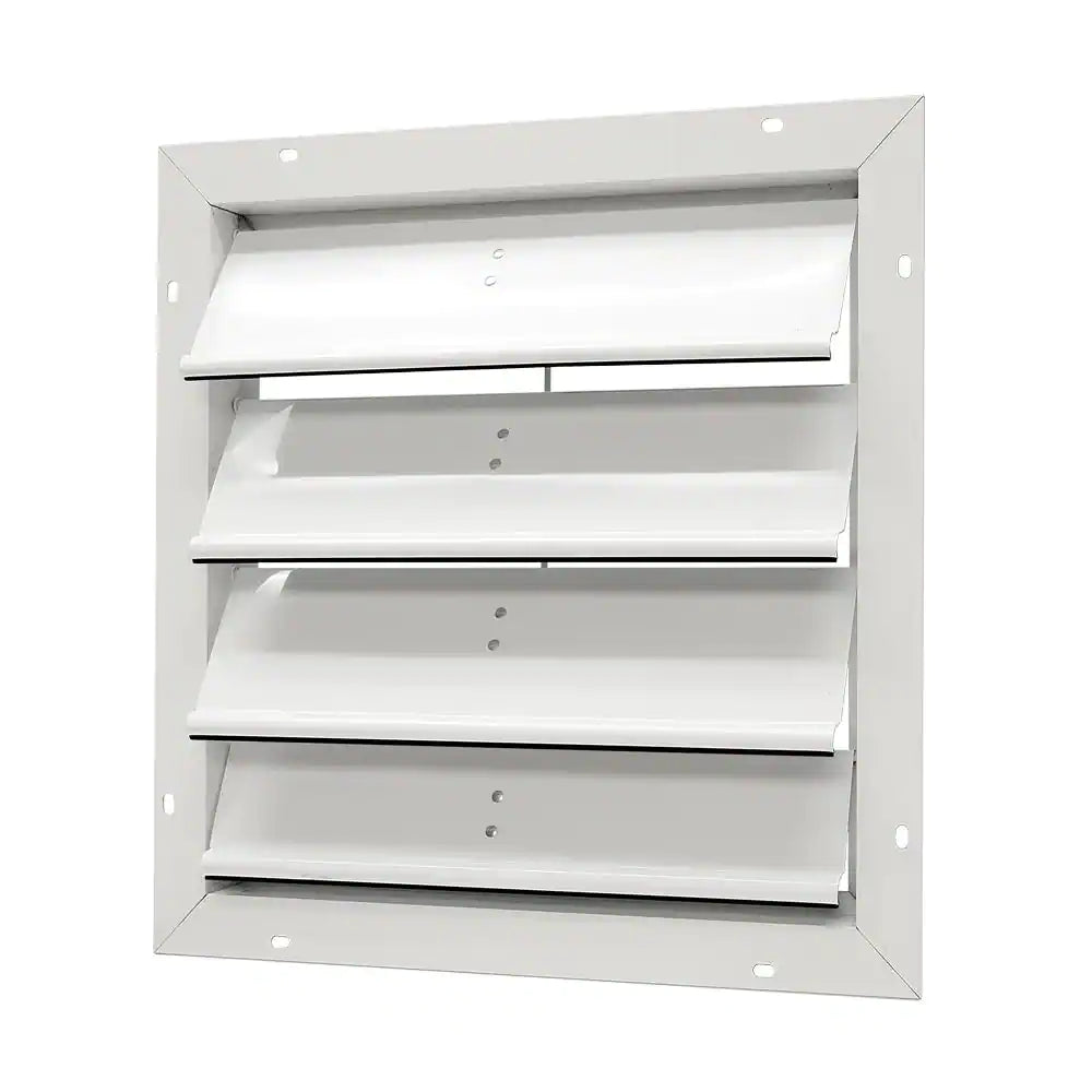 19.25 In. X 19.25 In. Square White Aluminum Automatic Shutter Gable Louver Vent