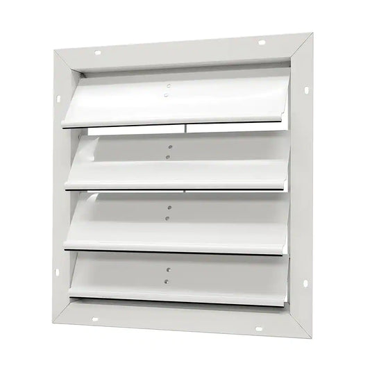 19.25 In. X 19.25 In. Square White Aluminum Automatic Shutter Gable Louver Vent