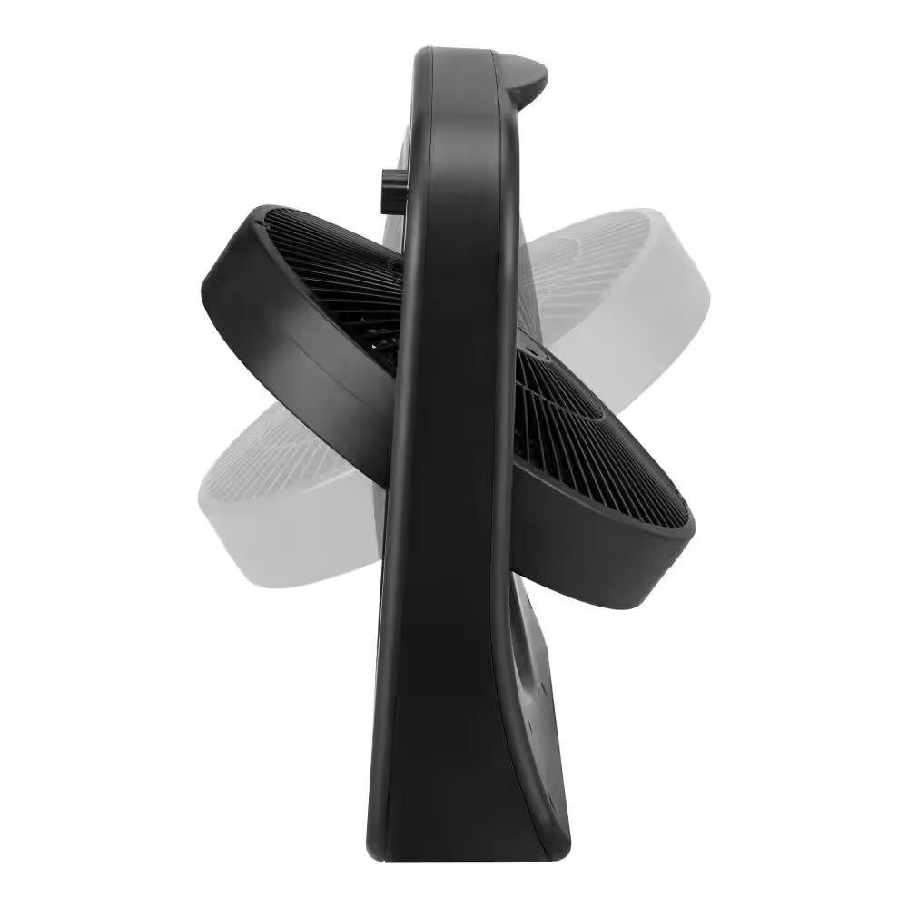 9 In. Multi-Speed Rechargable Box Fan in Black with Adjustable Head, Build-In Battery, and Usb-Type C Charging