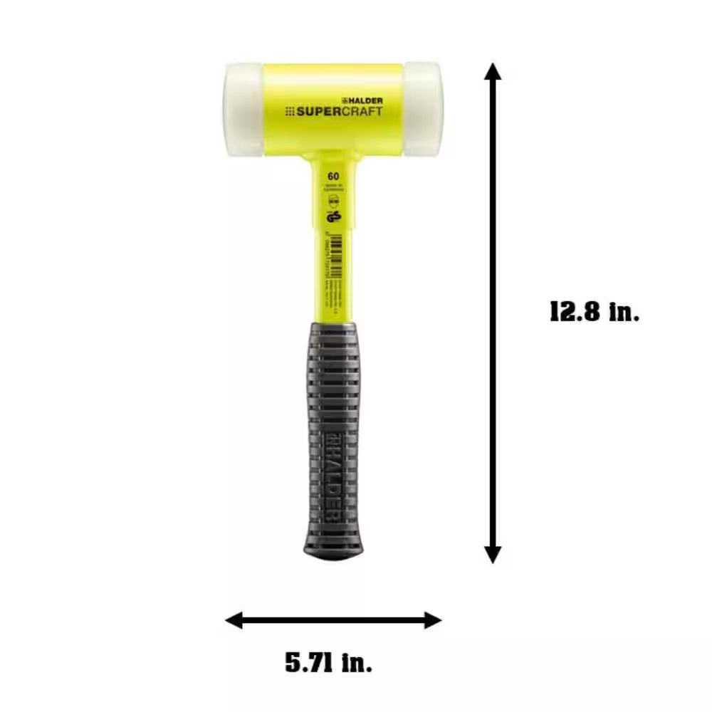 Halder 3.75 Lb. Dead-Blow Hammer with Steel Handle Rubber Grip and Replaceable Nylon Face Inserts