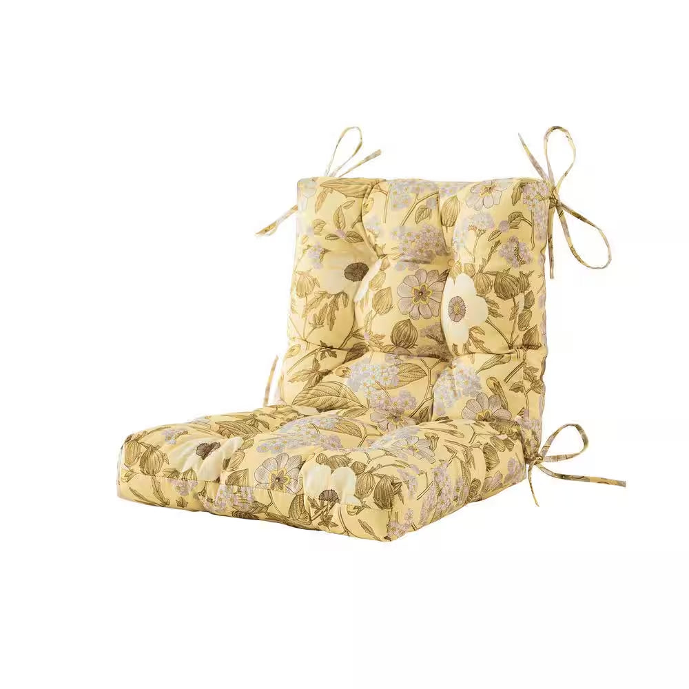 Seat/Back Outdoor Chair Cushion Tufted Replacement for Patio Furniture 20 In. X 20 In. X 4 In. 1 Count, Floral in Beige