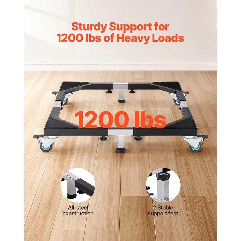 Fridge Stand Mobile Base, 1200 Lbs. Capacity, Adjustable Dolly with 8-Locking Wheels, Refrigerator, Dryer (23-36.6 In.)