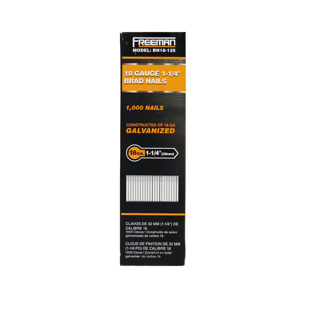 18-Gauge 1-1/4 In. Glue Collated Electrogalvanized Brad Nails-1000 Ct.-Indoor/Covered Outdoor-Trim, Moulding, Baseboards