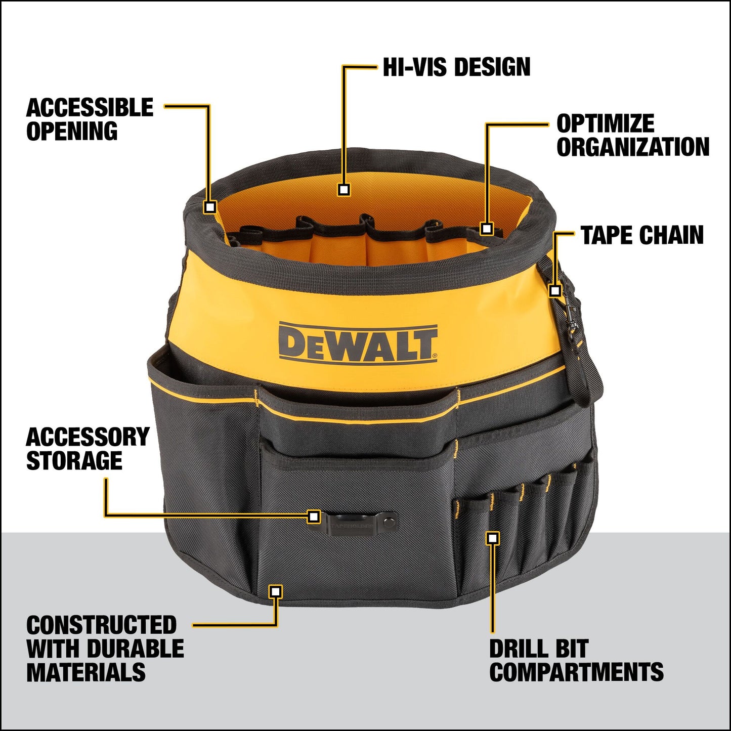 Black - Yellow Ballistic Nylon 2-In W X 19.625-In D X 19.75-In L 5-Gallon Bucket Organizer