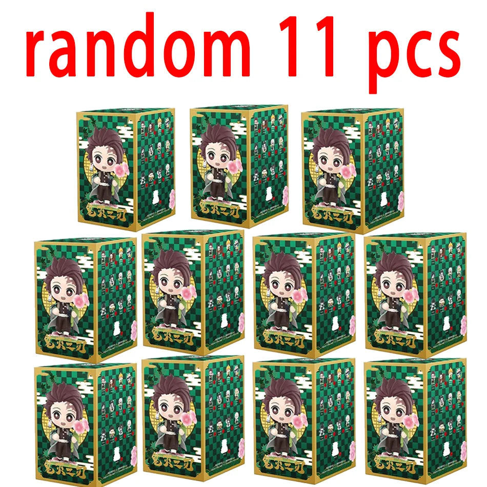 1-12Pcs Anime Demon Slayer Blind Box Tanjiro Kamado Nezuko Cartoon Figure PVC Model Ornament Child Christmas Halloween Gift