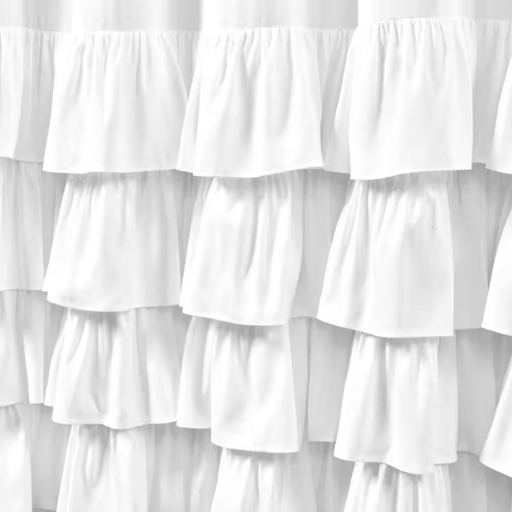 72 In. X 72 In. Allison Ruffle Shower Curtain White Single