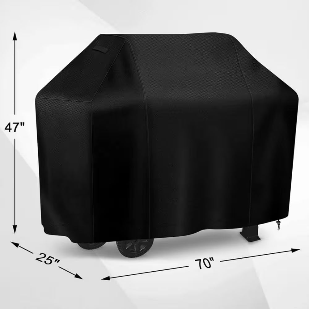 70 In. Black BBQ Grill Cover for Outdoor Grill