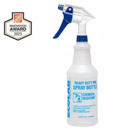 32 Oz. Heavy Duty Pro All Purpose Spray Bottle; Refillable Bottle with Adjustable Nozzle