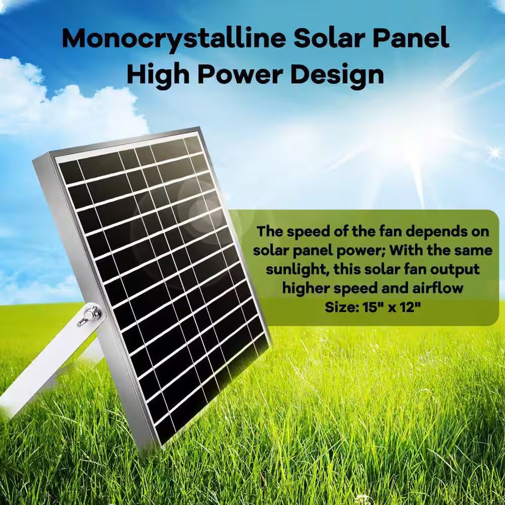 Solar-Powered Dual Fan with IPX7 Waterproof, 5 In. Fans, 13 Ft. Cable, Mounting Kit