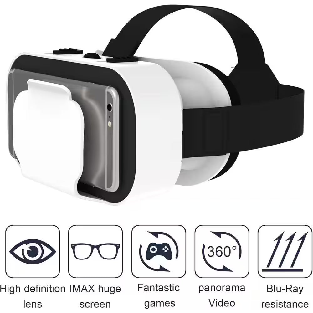 3D VR Glasses Virtual Reality Goggles for Iphone and Android Adjustable Headset with Controller for Movies TV and Games