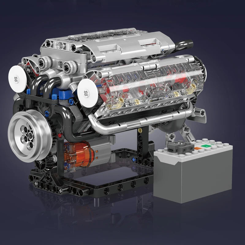 10088 the V8 Engine Building Block Assembly Technical Car Brick Set Educational Car Engine Toys Kids Christmas Gift