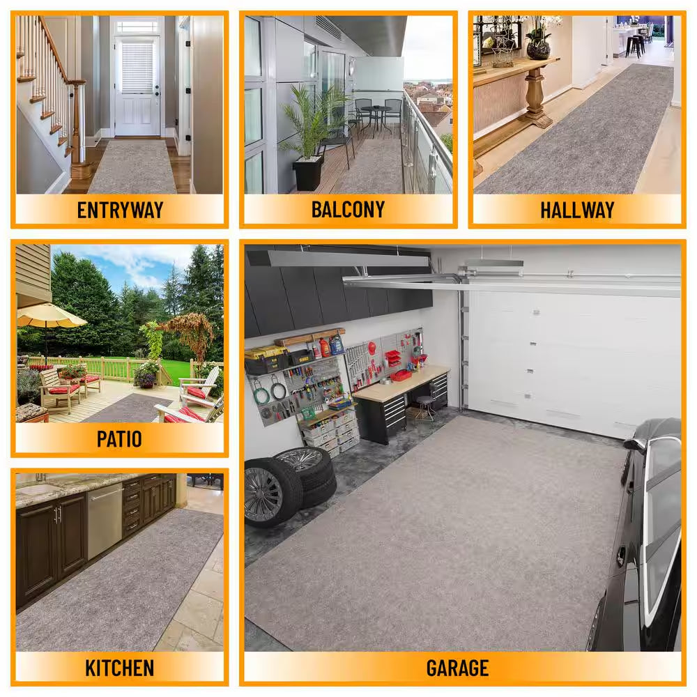 Premium Absorbent Non-Slip Rug Pad, Spill Protection and Floor Safety 8 Ft. X 10 Ft. Polyester Garage Flooring, Beige