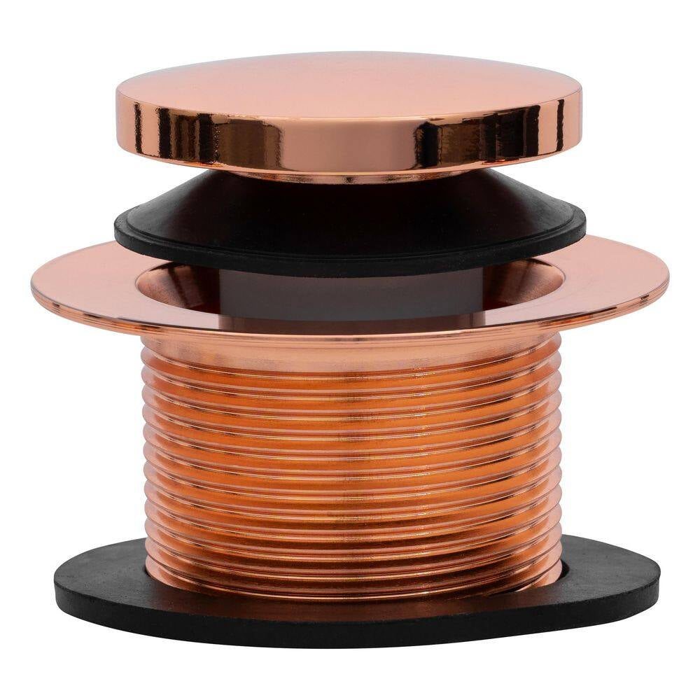 Circular 2.8125 In. H X 2.5 In. D Polished Copper in Brass, Decorative Drain Cover Easy Touch Tub and Shower Trim