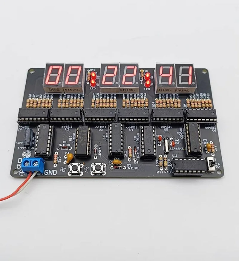 DC 4.5V-5.5V 6-Bit Digital Circuit Clock Kit, Electronic Clock Teaching and Practical Training, Welding and DIY Parts Production