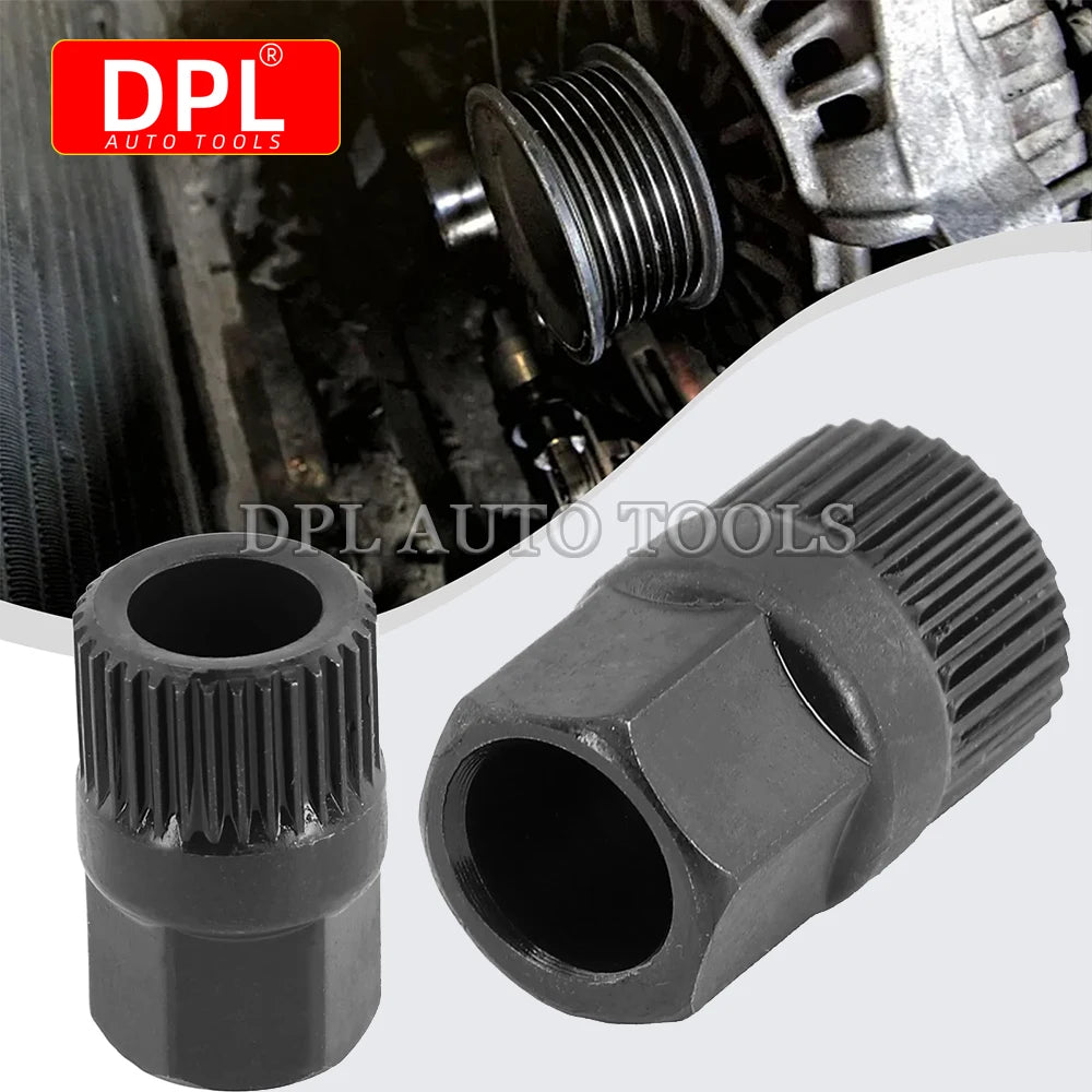 Alternator Clutch Free Wheel Pulley Removal Tool with 33 Tooth V Belt Pulley Remover Black Car Accessories Alternator Clutch Fre