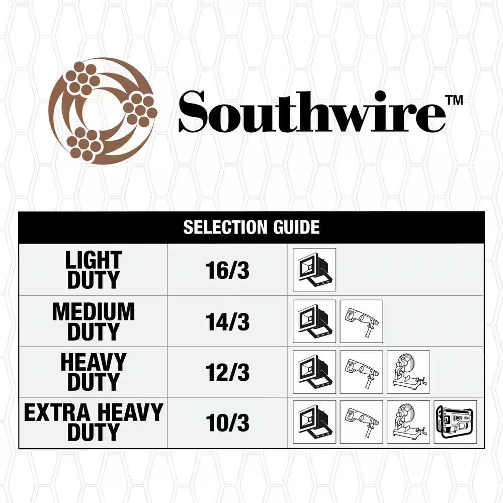 50 Ft. 16/3 SJEOOW Yellow Polar/Solar Standard Extension Cord