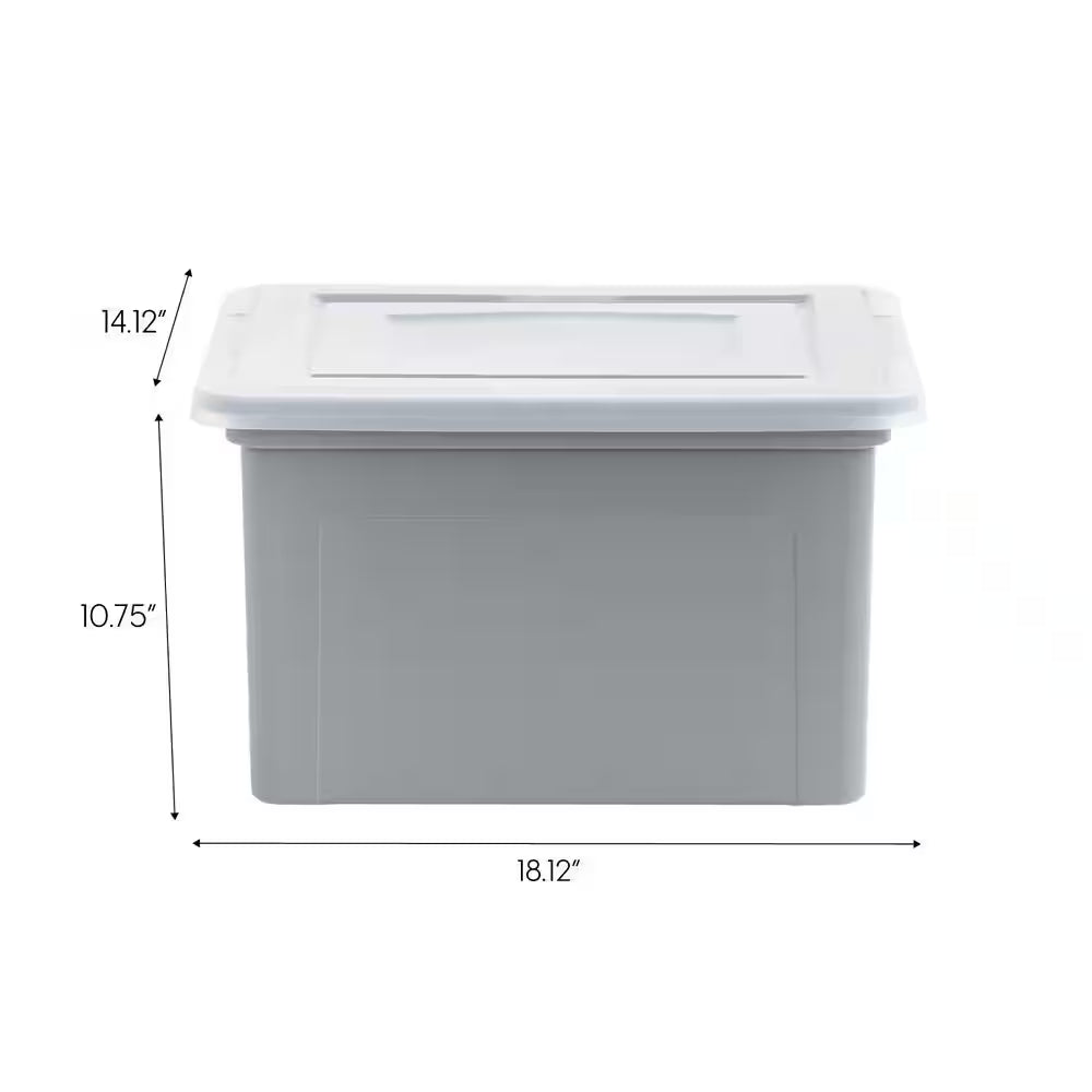 14.19 In. W X 10.88 In. H Snap Tight Plastic File Organizer Box, Gray with Clear Letter Size