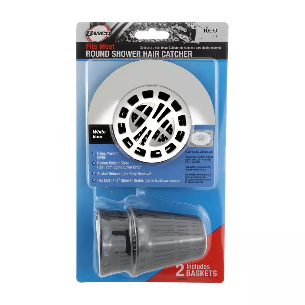 Hair Catcher for Shower Drain in White
