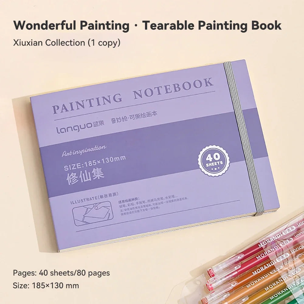 40 Sheets Portable Drawing Sketchbook Thick White Cardboard Mini Graphite Art Book for Watercolor Painting