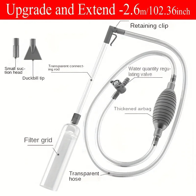 Fish Tank Siphon Vacuum Gravel Large Water Exchanger Aquarium Sand Cleaning and Water Changing Cleaning Kit with Extension Tube