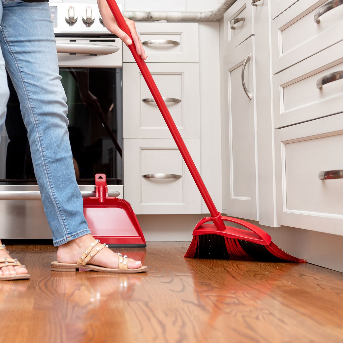 Powercorner One Sweep 13.5-In Poly Fiber Multi-Surface Angle with Dustpan Upright Broom