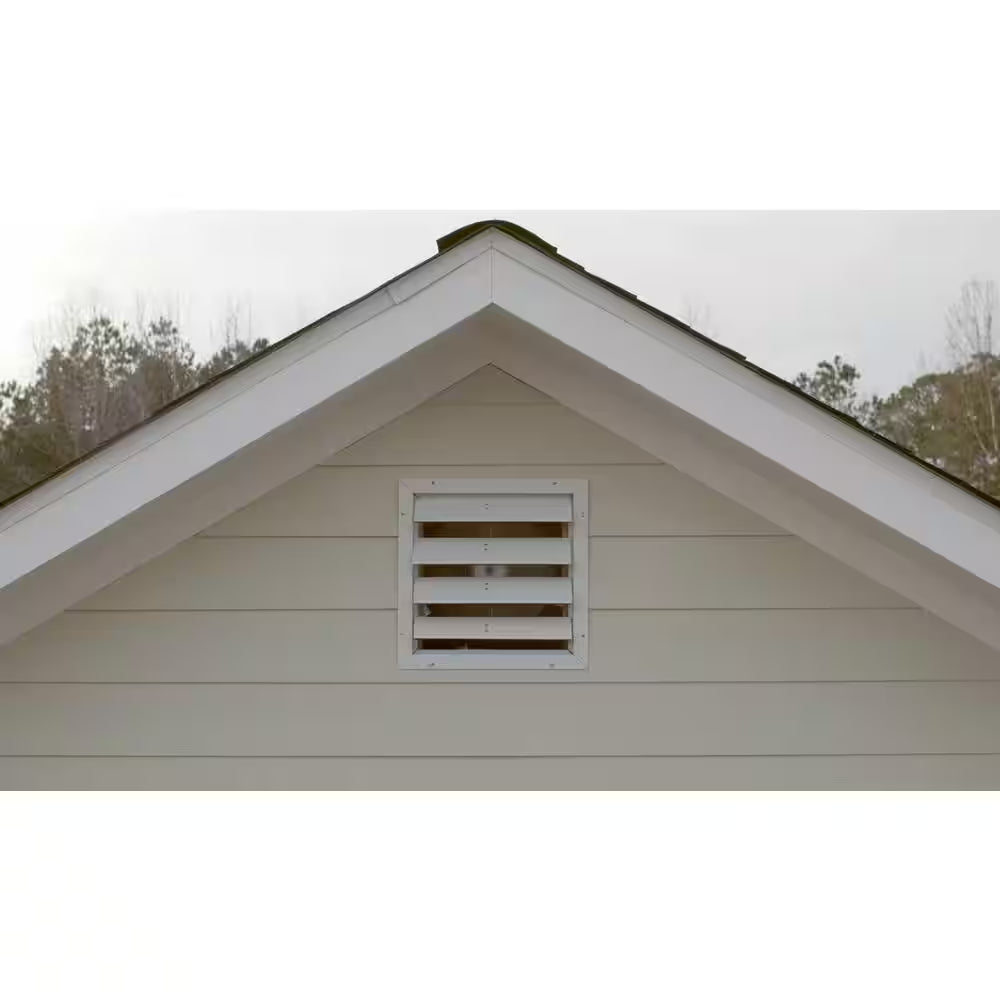 19.25 In. X 19.25 In. Square White Aluminum Automatic Shutter Gable Louver Vent