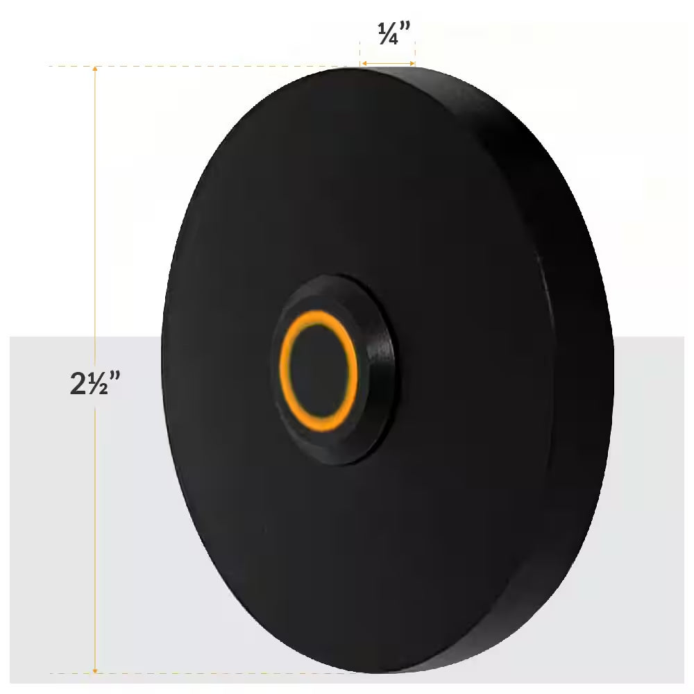 Wired Metal Circular Recessed Mount Doorbell Chime Push Button with LED Button Light in Black, Door Bell Button Only