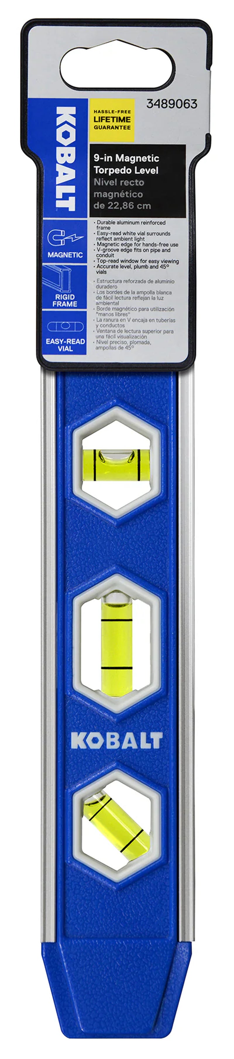 Plastic 9.00-In 3 Vial Magnetic Torpedo Level