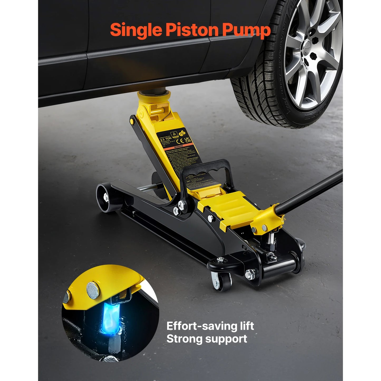 2.5 Ton Floor Hydraulic Jack Pneumatic Low Profile Floor Jack Heavy-Duty Steel Floor Jacks with Single Piston Lift Pump