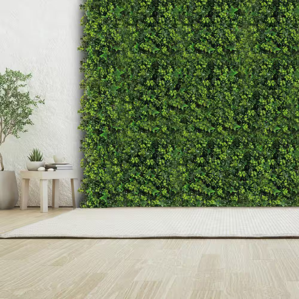 2 In. Green Artificial Mix Leaf 20 In. X 20 In. Foliage Panel (2-Piece)