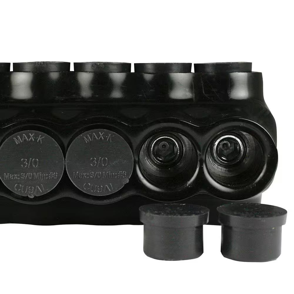 6 - 3/0 AWG 600-Volt 3-Ports Multi Tap Connector, Insulated Dual Sided Entry, Black