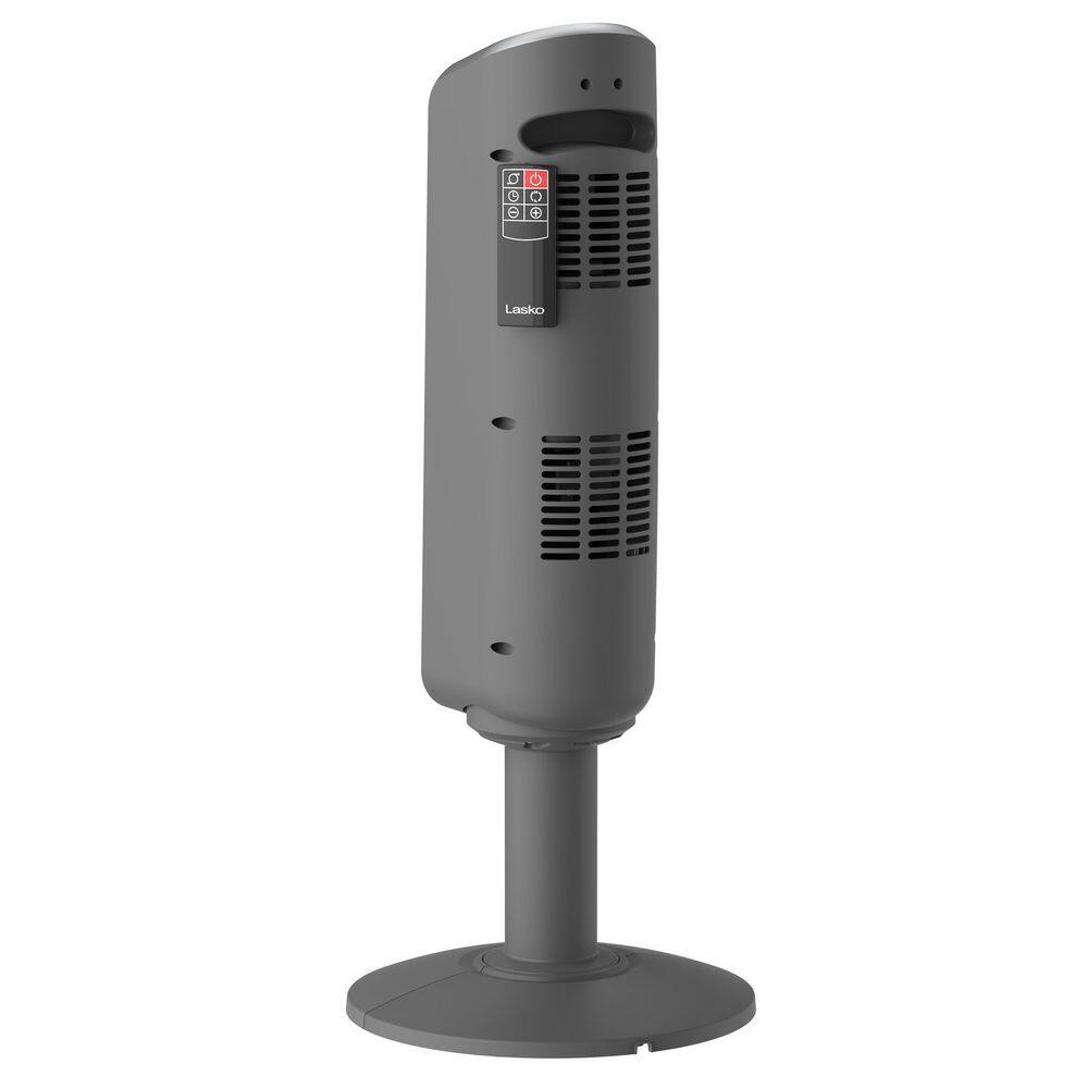 1500W 29 in. Gray Electric Pedestal Ceramic Oscillating Space Heater with Digital Display and Remote Control