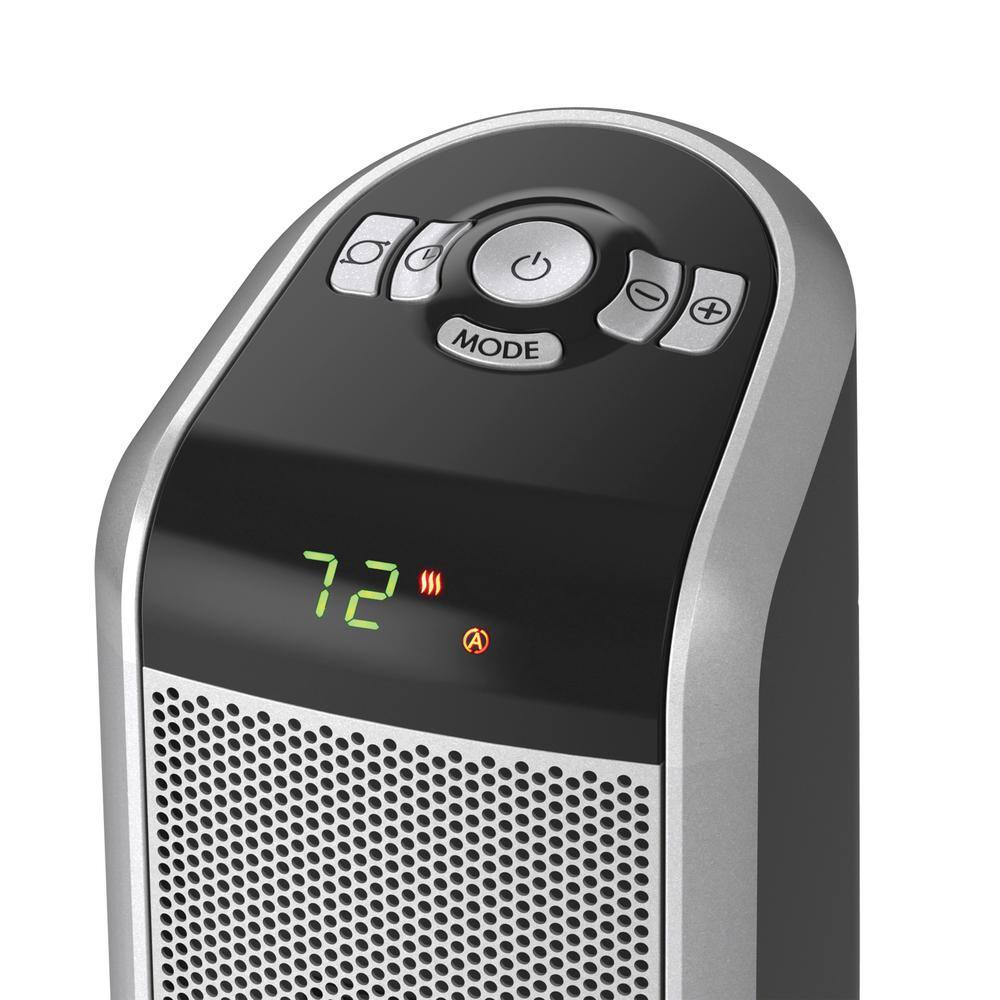 1500W 29 in. Gray Electric Pedestal Ceramic Oscillating Space Heater with Digital Display and Remote Control