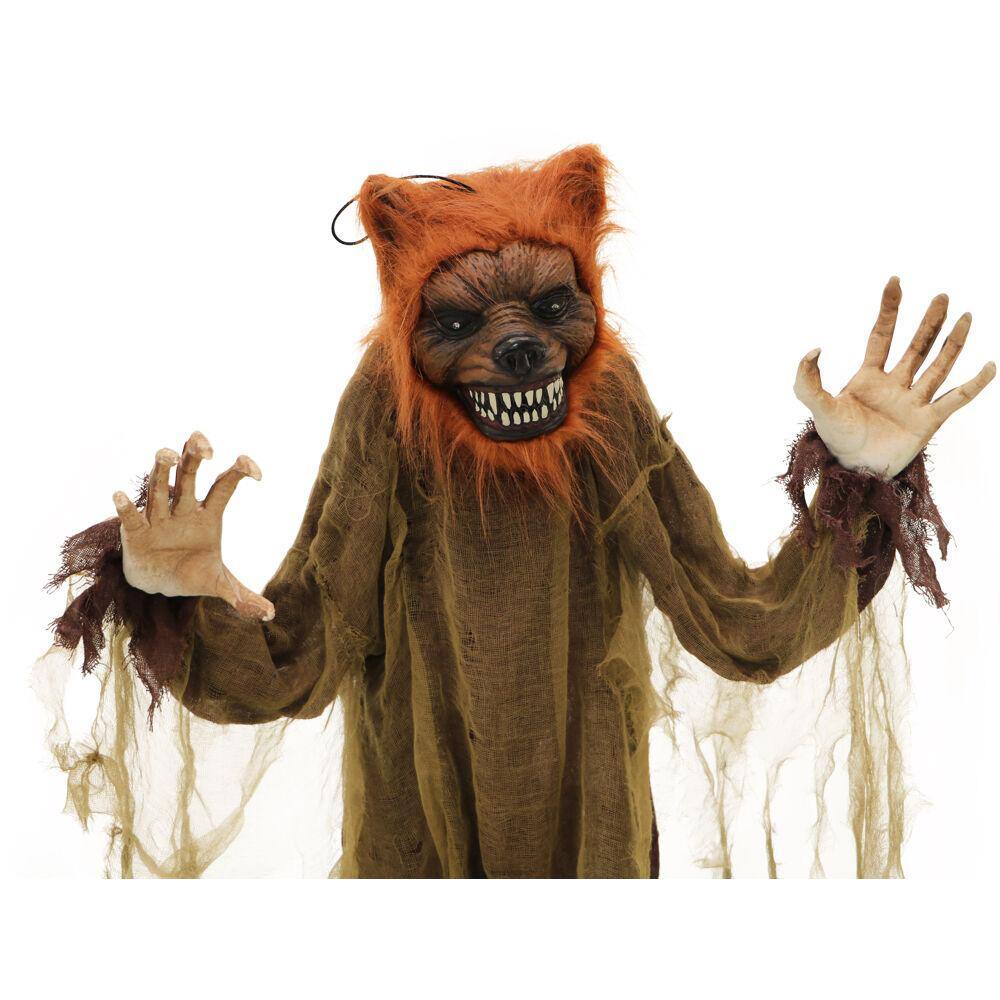 Haunted Hill Farm  62 in. Poseable Standing Wolf with Green Led Eyes Halloween Prop