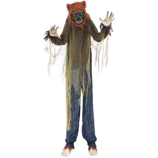 Haunted Hill Farm  62 in. Poseable Standing Wolf with Green Led Eyes Halloween Prop
