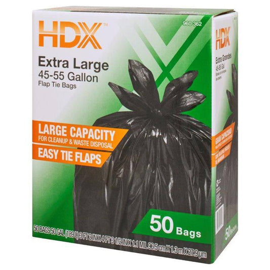 HDX 50 Gal. Black Extra Large Trash Bags (50-Count)