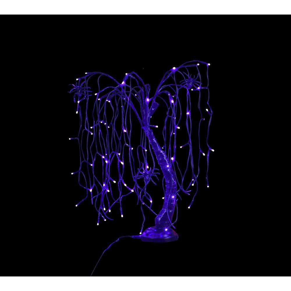 Lightshare 2 ft. Purple Pre-Lit LED Artificial Christmas Tree Halloween Willow Tree