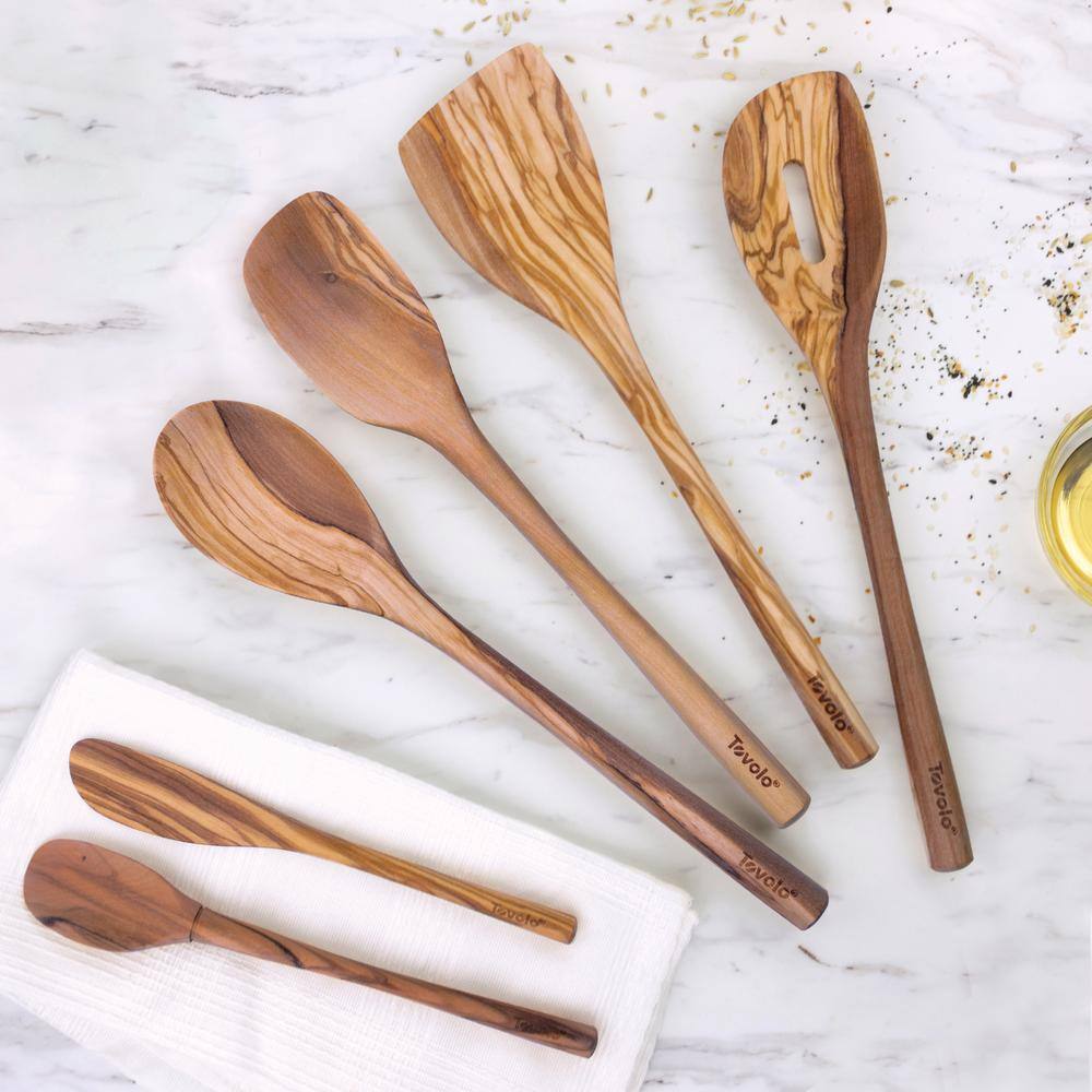 Spectrum  Olivewood Utensil Utensils for Meal Prep and Cooking (Set of 6)