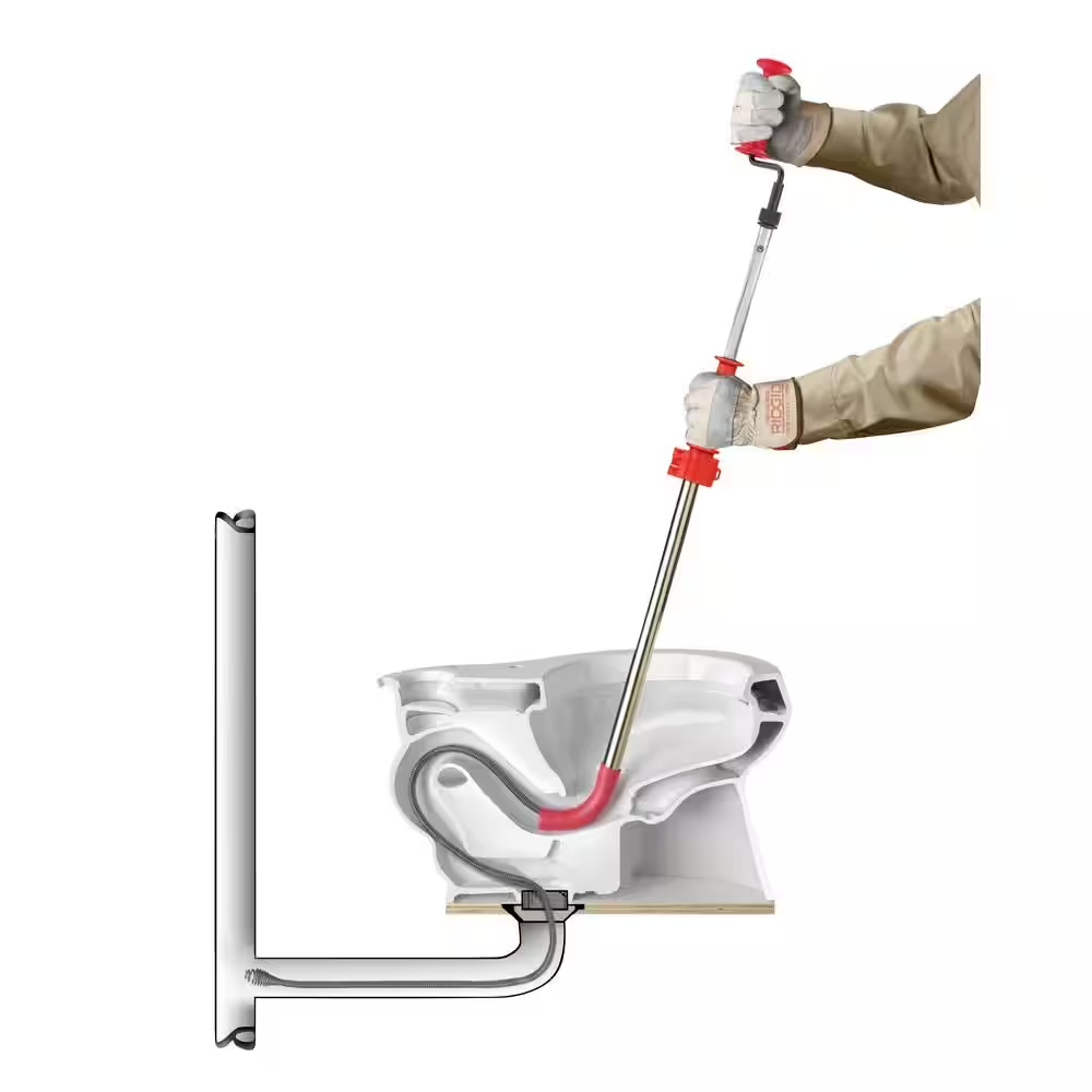 RIDGID K-6P Hybrid Toilet Snake Auger, Cable Extends to 6 ft. with Integrated Bulb Head (Manual or Cordless Drill Operated)