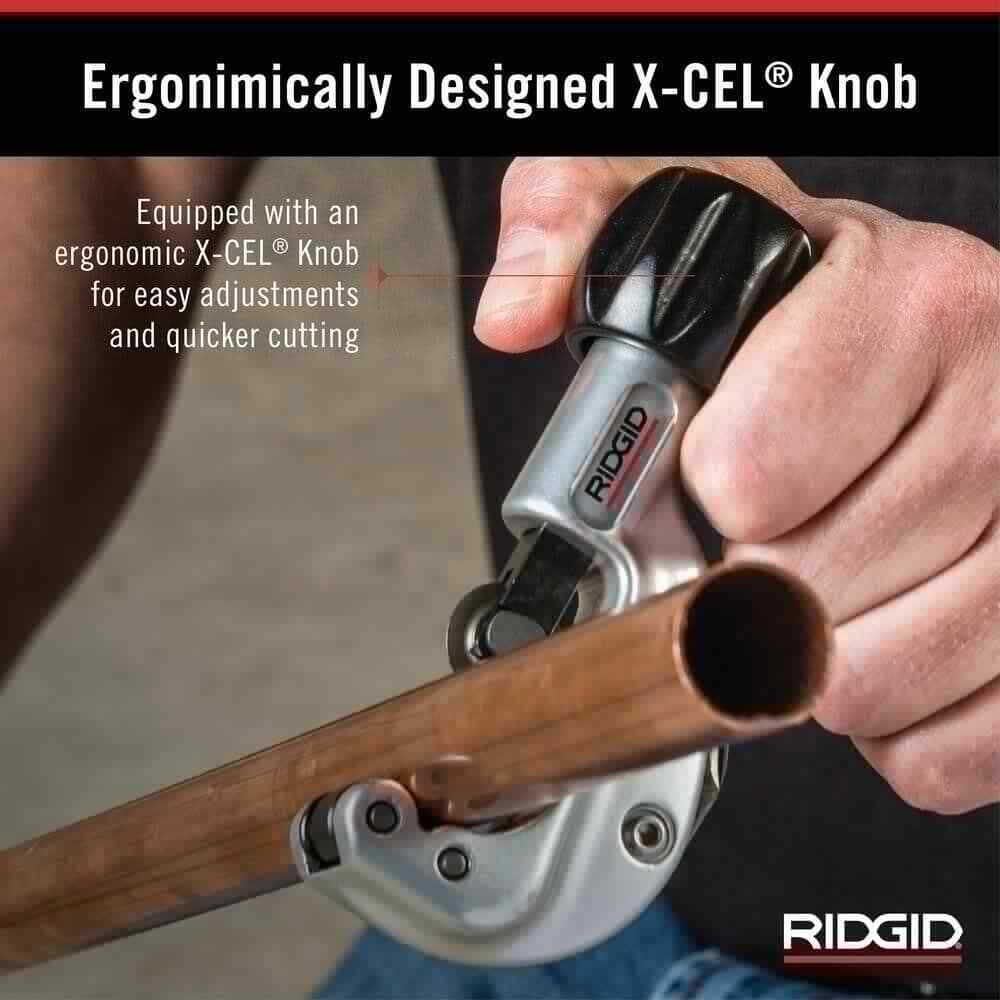 RIDGID 1/8 in. to 1-1/8 in.150 Constant Swing Copper Pipe & Stainless Steel Tubing Cutter w Easy Change Wheel Pin + Spare Wheel