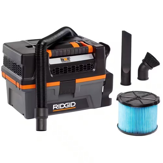 RIDGID 3 Gallon 18-Volt Cordless Handheld NXT Wet/Dry Shop Vacuum (Tool Only) with Filter, Expandable Hose and Accessories