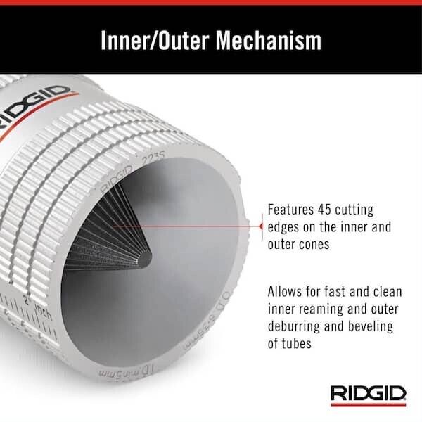 RIDGID 223S 1/4 in.-1-1/4 in. Inner/Outer Copper and Stainless Steel Tubing and Pipe Reamer, Tubing Tool for Multilayer Cutting