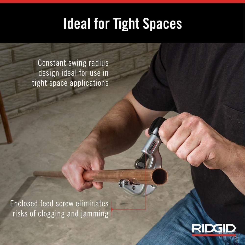 RIDGID 1/8 in. to 1-1/8 in.150 Constant Swing Copper Pipe & Stainless Steel Tubing Cutter w Easy Change Wheel Pin + Spare Wheel