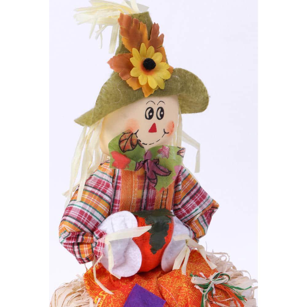 Gardenised Scarecrow Boy and Girl Set Sitting on a Hay Bale
