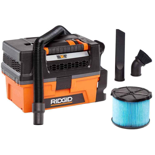 RIDGID 3 Gallon 5.0 Peak HP NXT Wet/Dry Shop Vacuum with Filter, Expandable Locking Hose and Accessories
