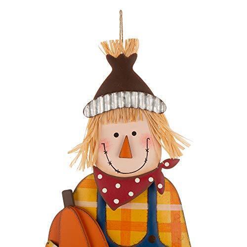Glitzhome 36 in. H Fall Metal Scarecrow Yard Stake/Standing/Hanging Sign (KD, 3-Function)