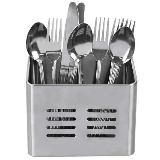 Home Basics  Dual Compartment Silver Stainless Steel Flatware and Utensil Organizers