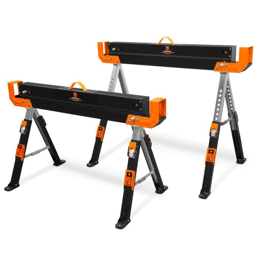 WEN 32 in. H 1300 lbs. Capacity Steel Adjustable Folding Sawhorse with 2 x 4 Support Arms (2-Pack)